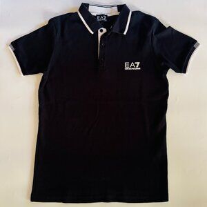 EA7 Emporio Armani Short Sleeve Polo Shirt Size S Black White Trim T-shirt Men